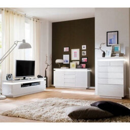 Furniture in Fashion Odessa White High Gloss Sideboard With 2 Door 4 Drawer And Led - thumbnail 7