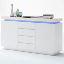 Furniture in Fashion Odessa White High Gloss Sideboard With 2 Door 4 Drawer And Led - thumbnail 2