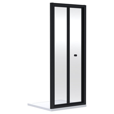 FNX Bathrooms Aura 1900 X 800mm Bi-Fold Shower Door Matt Black Contemporary 4mm Glass - image 1