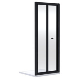 FNX Bathrooms Aura 1900 X 800mm Bi-Fold Shower Door Matt Black Contemporary 4mm Glass - thumbnail 1