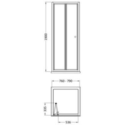 FNX Bathrooms Aura 1900 X 800mm Bi-Fold Shower Door Matt Black Contemporary 4mm Glass - thumbnail 2