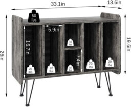 Huhote Three Tier Grey Vinyl Record Storage End Table Turntable Stand And Holder For 200 Albums Record Player Stand For Home - thumbnail 4