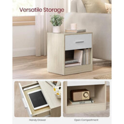 Bedside Tables Set Of 2 Modern Natural Beige White End Tables - thumbnail 3