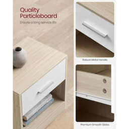 Bedside Tables Set Of 2 Modern Natural Beige White End Tables - thumbnail 4