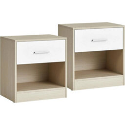 Bedside Tables Set Of 2 Modern Natural Beige White End Tables - thumbnail 1