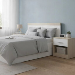 Bedside Tables Set Of 2 Modern Natural Beige White End Tables - thumbnail 5