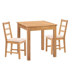 Hallowood Furniture Hereford Small Dining Table With 2 Ladder Back Oak Chairs (Beige Seat) - thumbnail 8