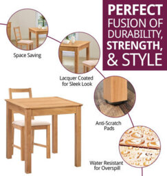 Hallowood Furniture Hereford Small Dining Table With 2 Ladder Back Oak Chairs (Beige Seat) - thumbnail 2
