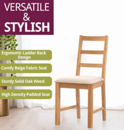 Hallowood Furniture Hereford Small Dining Table With 2 Ladder Back Oak Chairs (Beige Seat) - thumbnail 5