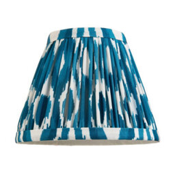 Luminosa Lighting Luminosa Dome Arc Brushed Aged Brass Plate Wall Light With Marlin Blue Fabric Ikat Shade 16Cm B22 - thumbnail 7