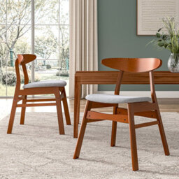 Living And Home Dining Chair Set Of 2 Grey Linen Upholstered Dining Chairs With Rubberwood Legs