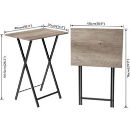 Set Of 2 Foldable Dining Nightstand Side Tables - thumbnail 2