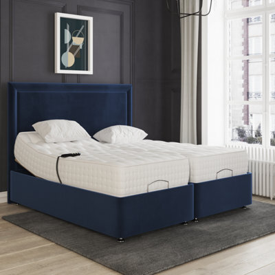 Hampton Electric Adjustable Bed Upholstered Velvet Fabric 4Ft6 Pocket Sprung Mattress - image 1