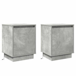 Berkfield Bedside Cabinets With Led Lights 2 Pcs Concrete Grey 39X34,5X50 Cm - thumbnail 2