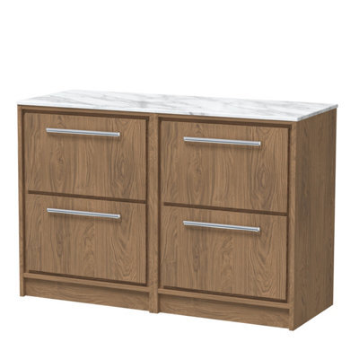 Hudson Reed Lille Floorstanding Four Drawer Contemporary Vanity Unit With Marble Worktop In Antique Oak, 1210 X 460mm - image 1