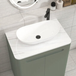 Royal Bathrooms Venice 700mm Sage Green Freestanding Bathroom Countertop Vanity Unit 2 Door With Cesar Basin - thumbnail 6