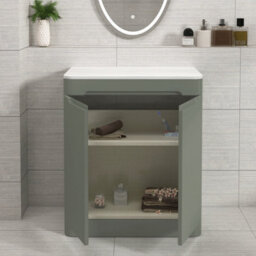 Royal Bathrooms Venice 700mm Sage Green Freestanding Bathroom Countertop Vanity Unit 2 Door With Cesar Basin - thumbnail 5