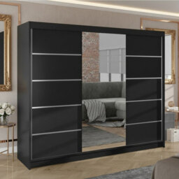 Derby Vi Modern High Capacity Wardrobe For Everyday Clothing Storage Black - thumbnail 1