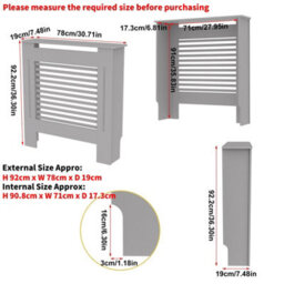 Fativo Grey Horizontal Radiator Cover Grill Shelf Cabinet Mdf Wood Modern Traditional Furniture (19D X 78W X 92.2H Cm) - thumbnail 2