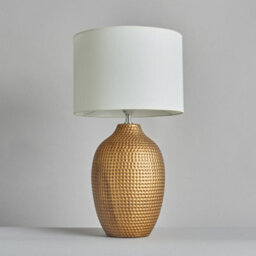 Litecraft Dennis Ceramic Hammered Table Lamp With White Shade - Antique Gold - thumbnail 4