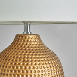 Litecraft Dennis Ceramic Hammered Table Lamp With White Shade - Antique Gold - thumbnail 5