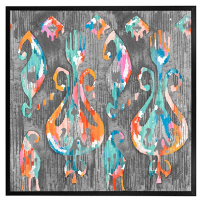 "Andrew Lee Trendy Tribal Pattern In Watercolour Style (Picutre Frame) / 16X16"" / Brown" - image 1