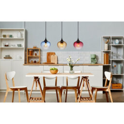 Luminosa Lighting Luminosa Sander Bar Pendant Ceiling Light Matt Black Blue Blending Glass Shade 3X E27 - thumbnail 6