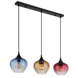 Luminosa Lighting Luminosa Sander Bar Pendant Ceiling Light Matt Black Blue Blending Glass Shade 3X E27 - thumbnail 2
