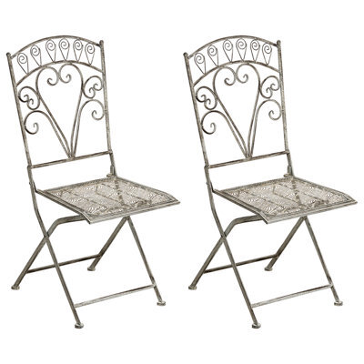 Beliani Set Of 2 Garden Chairs Nurra Folding Metal Grey - image 1