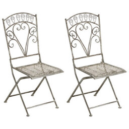 Beliani Set Of 2 Garden Chairs Nurra Folding Metal Grey - thumbnail 1