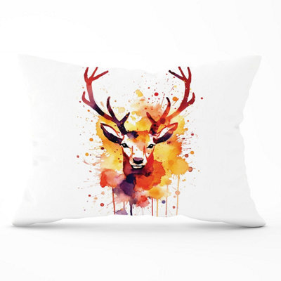Warren Reed Designer Watercolour Stag Face Cushions 33Cm X 48Cm