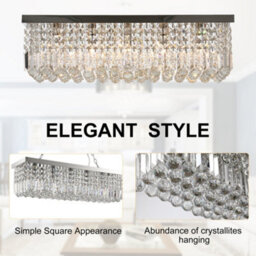 Homcom Modern Crystal Ceiling Light Square Chandelier For Home Office Silver - thumbnail 5