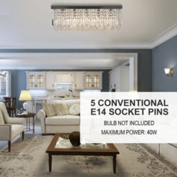 Homcom Modern Crystal Ceiling Light Square Chandelier For Home Office Silver - thumbnail 6