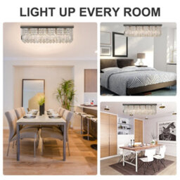 Homcom Modern Crystal Ceiling Light Square Chandelier For Home Office Silver - thumbnail 7