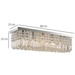 Homcom Modern Crystal Ceiling Light Square Chandelier For Home Office Silver - thumbnail 3