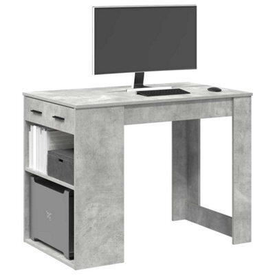 Berkfield Desk With Drawer And Shelf Concrete Grey 102X62X77.5 Cm Engineered Wood - image 1