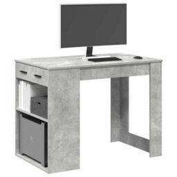 Berkfield Desk With Drawer And Shelf Concrete Grey 102X62X77.5 Cm Engineered Wood - thumbnail 1