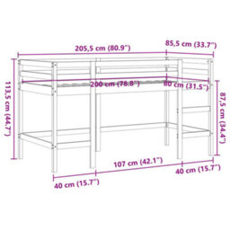 Berkfield Kids' Loft Bed Without Mattress With Ladder Wax Brown 80X200 Cm - thumbnail 9