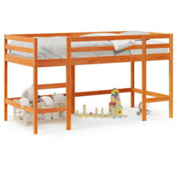 Berkfield Kids' Loft Bed Without Mattress With Ladder Wax Brown 80X200 Cm - thumbnail 2