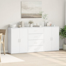 Berkfield Sideboards 3 Pcs White 60X31X84 Cm Engineered Wood - thumbnail 3