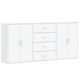 Berkfield Sideboards 3 Pcs White 60X31X84 Cm Engineered Wood - thumbnail 2
