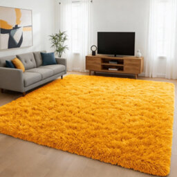 Aspire Homeware Non Slip Ochre Shaggy Rug Soft Fluffy Washable, Living Room And Dining Room Rug, (L)230Cm X (W)160Cm - thumbnail 6