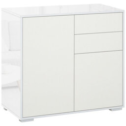 Homcom Side Cabinet With 2 Door Cabinet And 2 Drawer For Home Office, White - thumbnail 2