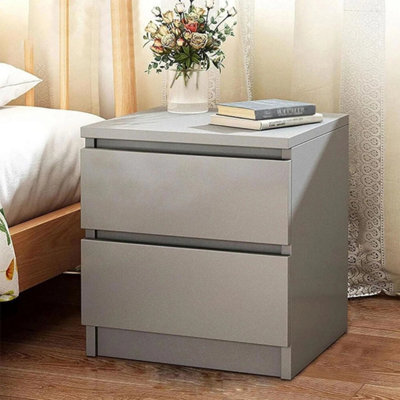Grey Chest 2 Drawer Wooden Bedside Table Cabinet Bedroom Furniture Storage Nightstand - image 1