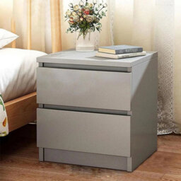 Grey Chest 2 Drawer Wooden Bedside Table Cabinet Bedroom Furniture Storage Nightstand - thumbnail 1