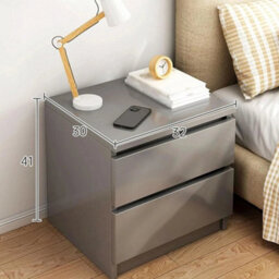 Grey Chest 2 Drawer Wooden Bedside Table Cabinet Bedroom Furniture Storage Nightstand - thumbnail 2