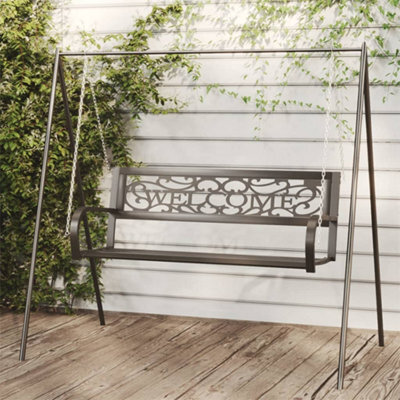Berkfield Garden Swing Bench 125 Cm Steel And Plastic Black - image 1