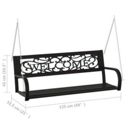 Berkfield Garden Swing Bench 125 Cm Steel And Plastic Black - thumbnail 8
