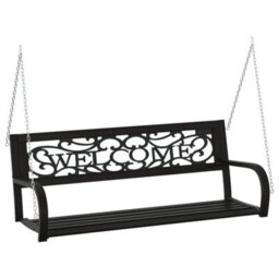 Berkfield Garden Swing Bench 125 Cm Steel And Plastic Black - thumbnail 2