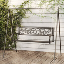 Berkfield Garden Swing Bench 125 Cm Steel And Plastic Black - thumbnail 1